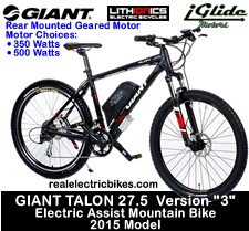 2015 Giant Talon 27.5 Version 3 electric mountain bike